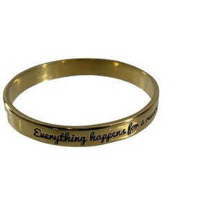 Ettika Bracelet Gold Tone Everything Happens for a Reason Bangle .25" Wide